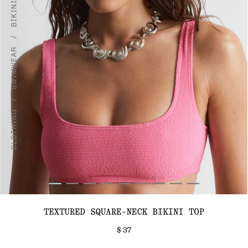& Other Stories Textured Square-Neck Bikini Top in Pink